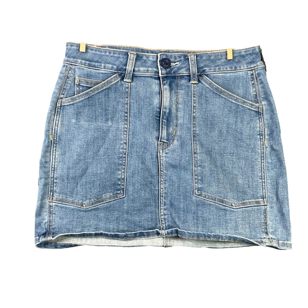 American Eagle Denim Skirt Women 6 Blue Hi-Rise Mini Stretch Preppy Academia